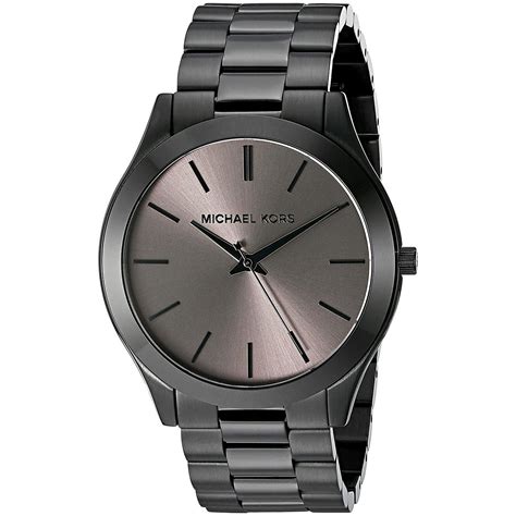 michael kors slim runway watch black stainless steel|Michael Kors black dial watch.